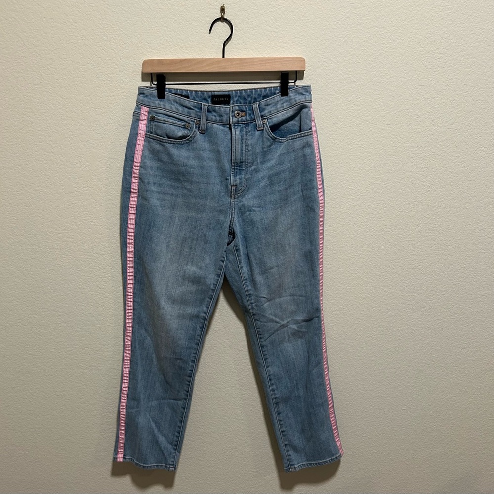 Talbots Light Blue Jeans with Pink Accents modern ankle jeans